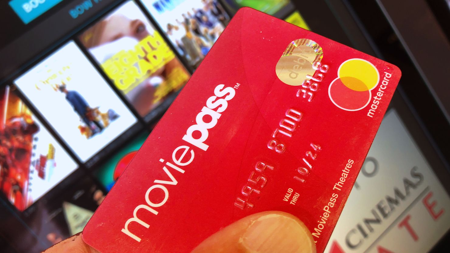 A MoviePass card that lets people buy tickets.