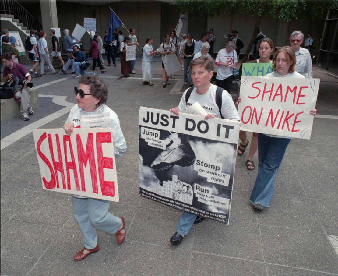 Boycotts and protests can force companies to make changes. In 1997, Stanford University students and faculty protested Nike CEO Phil Knight's visit to campus over Nike's labor practices.