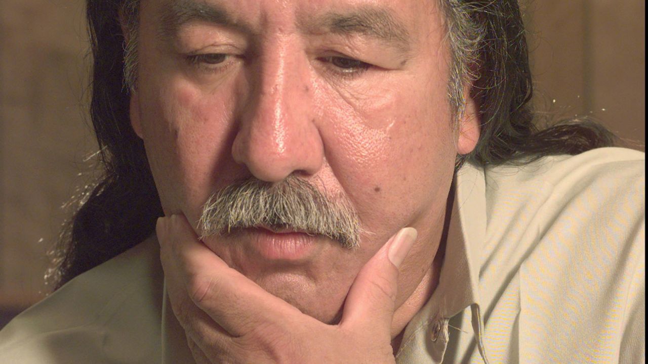 In this April 29, 1999, file photo, inmate Leonard Peltier speaks during an interview at the United States Penitentiary Leavenworth in Kansas.