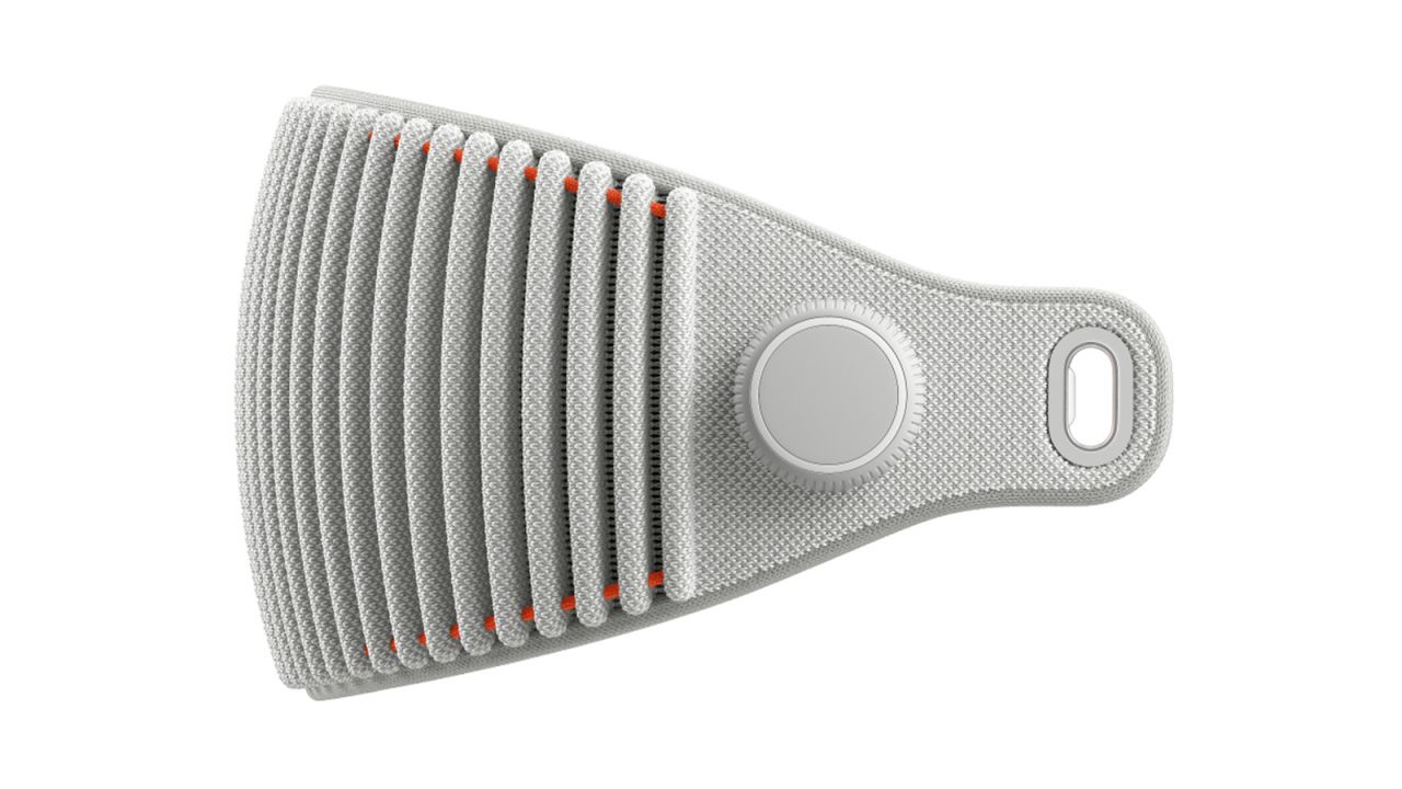 A knit band for the Apple Vision Pro headset against a white background.