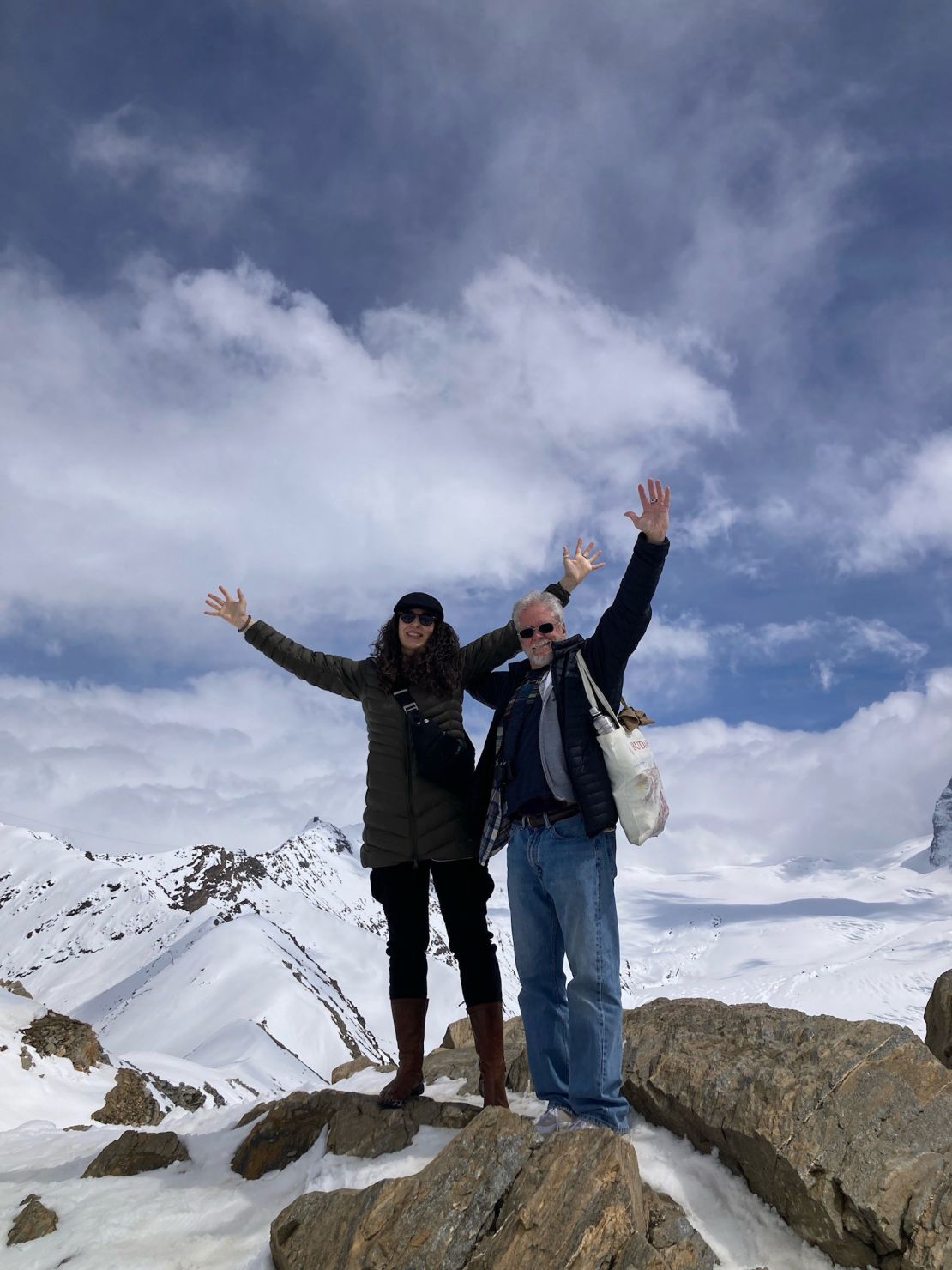 Giselle and Savery are grateful for their friendship and excited for future adventures. Here they are pictured in the Swiss Alps on their recent trip.