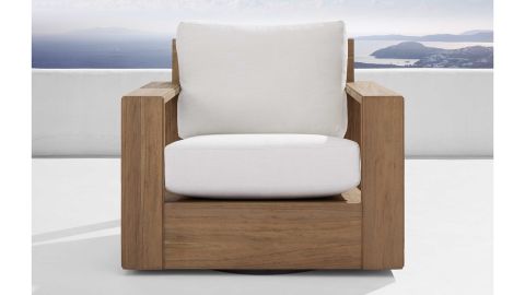 Arhaus Canyon Outdoor Teak Swivel Lounge Chair