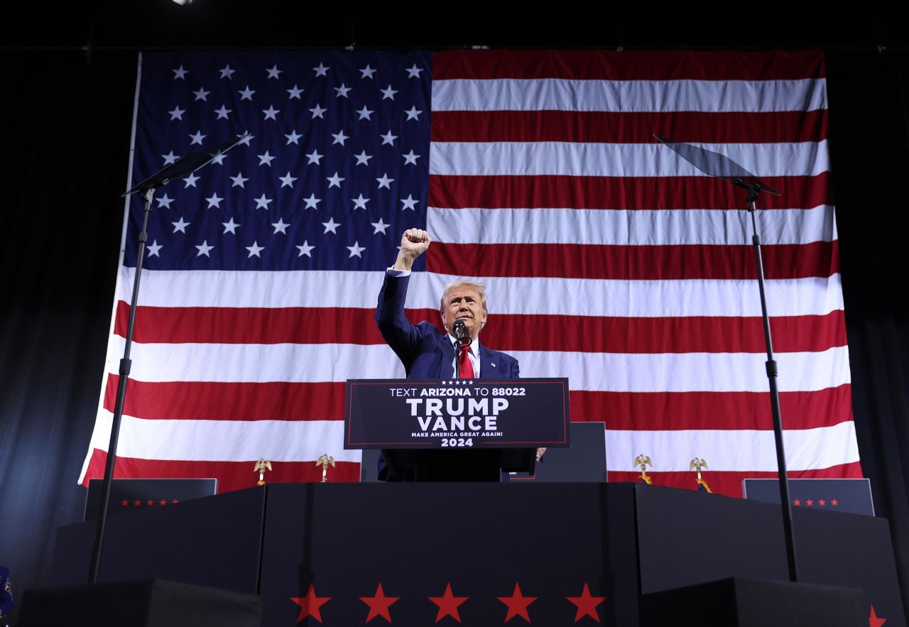 Former President Donald Trump, speaks during a campaign event at the Linda Ronstadt Music Hall on September 12 in Tucson, Arizona. 