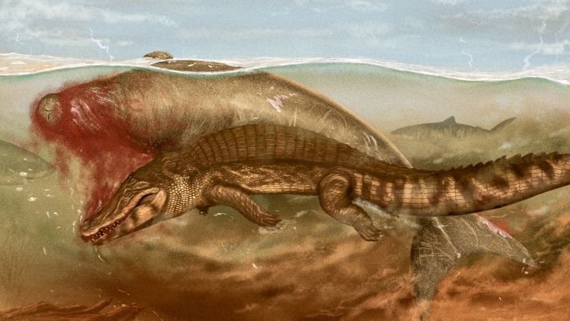 Fossilien zufolge wurde eine prähistorische Seekuh von einem Krokodil und einem Hai gefressen