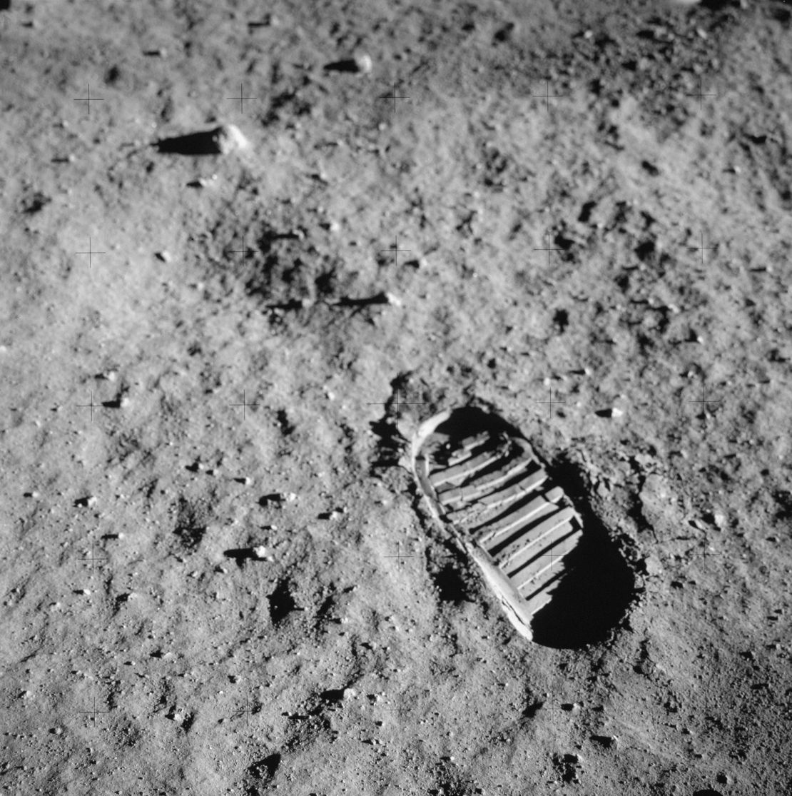 During the Apollo 11 mission, the astronauts' boots left imprints on the moon's surface.