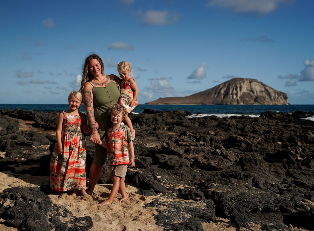 Ashley Bugge and her children, Izzy, Hudson and Addy.