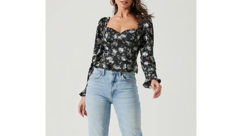 ASTR the Label Floral Sweetheart Neck Underwire Satin Top