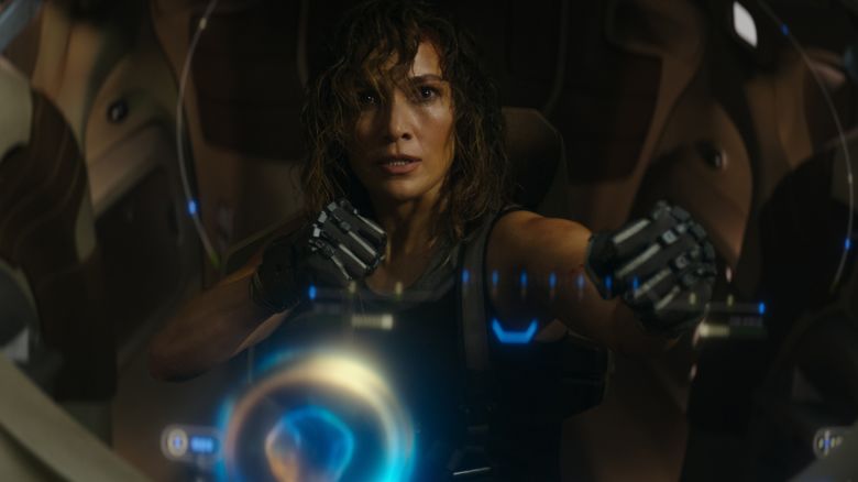 Jennifer Lopez battles renegade AI in the Netflix movie "Atlas."