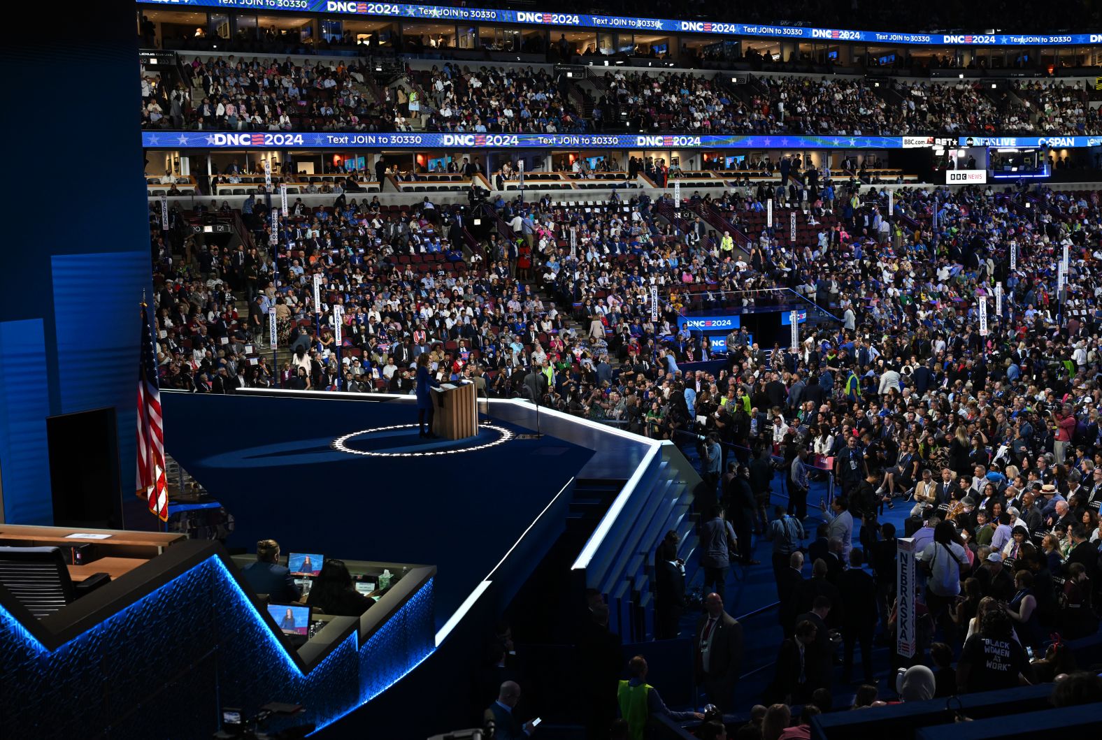 Michigan state Sen. Mallory McMorrow speaks at the convention on Monday.