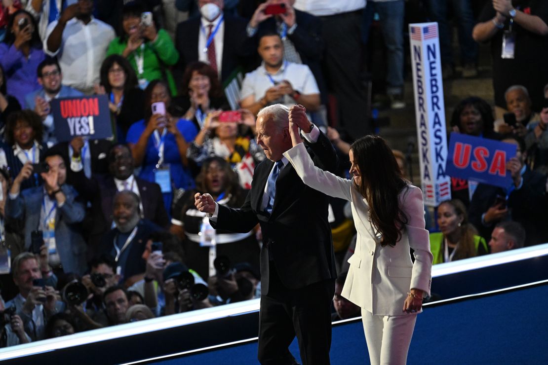 President Biden with his daughter Ashley during the Democratic National Convention in Chicago on Monday.