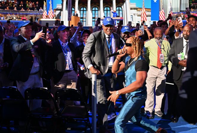 Rapper Lil Jon performs two of his classics, “Get Low” and “Turn Down for What,” during Georgia's roll call on Tuesday.