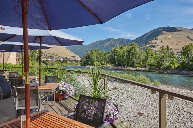<strong>On the river:</strong> The deck at Finn Restaurant overlooks the Clark Fork River, an ideal spot to watch anglers in action.