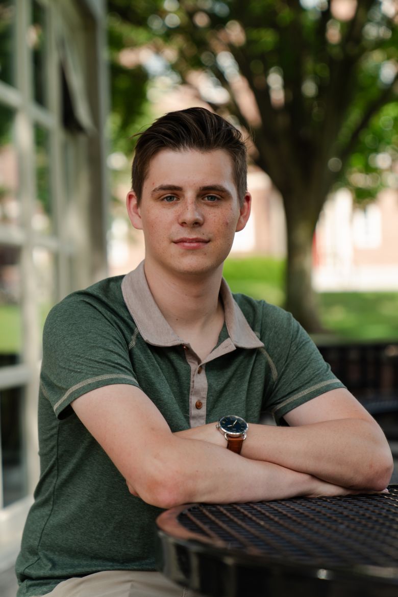 Kaden Gillum, a sophomore studying government and economics, poses Thursday for a portrait at Harvard.
