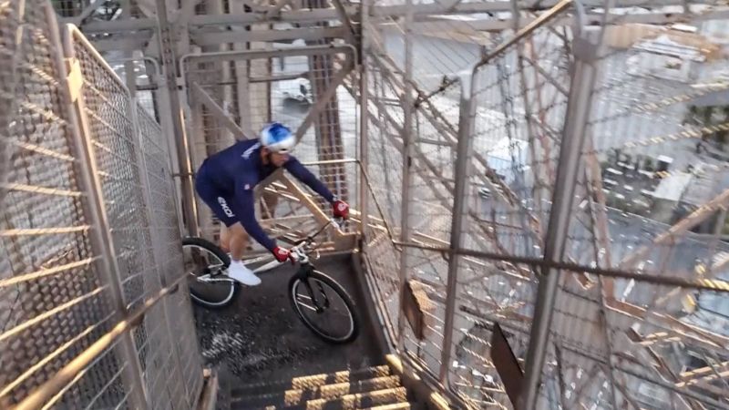 ‘Finally, I did it!’: TikTok star Aurélien Fontenoy cycles up Eiffel Tower’s 686 steps in extraordinary world record time