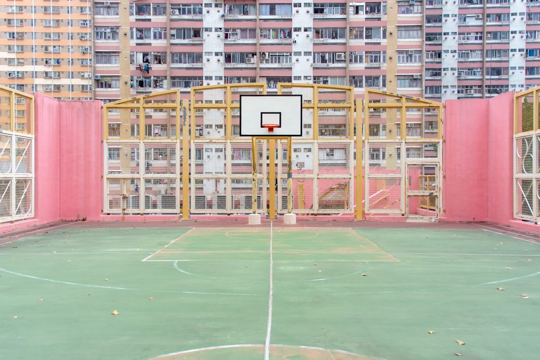 Some courts have changed since Bell photographed them, like this one in Kwun Tong, which has since been repainted.