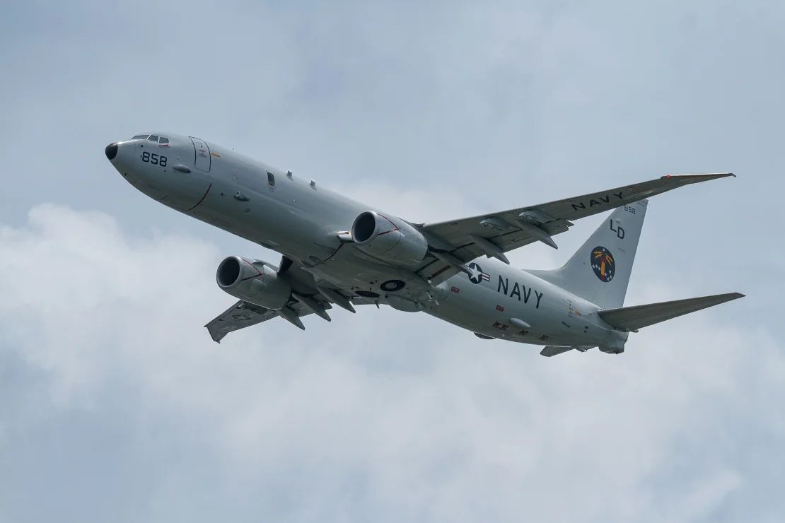 Un avión de patrulla P-8A Poseidon de la Armada, visto en 2024.