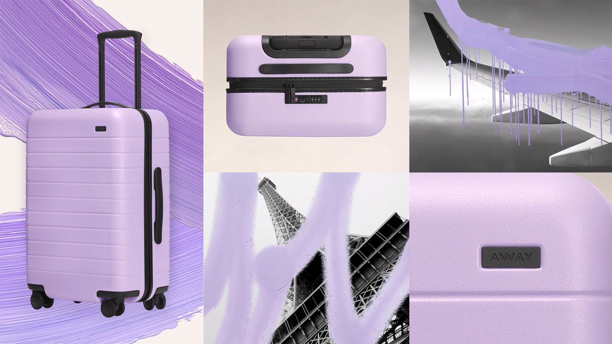 Away's gloss suitcases now come in Orchid and Navy colors