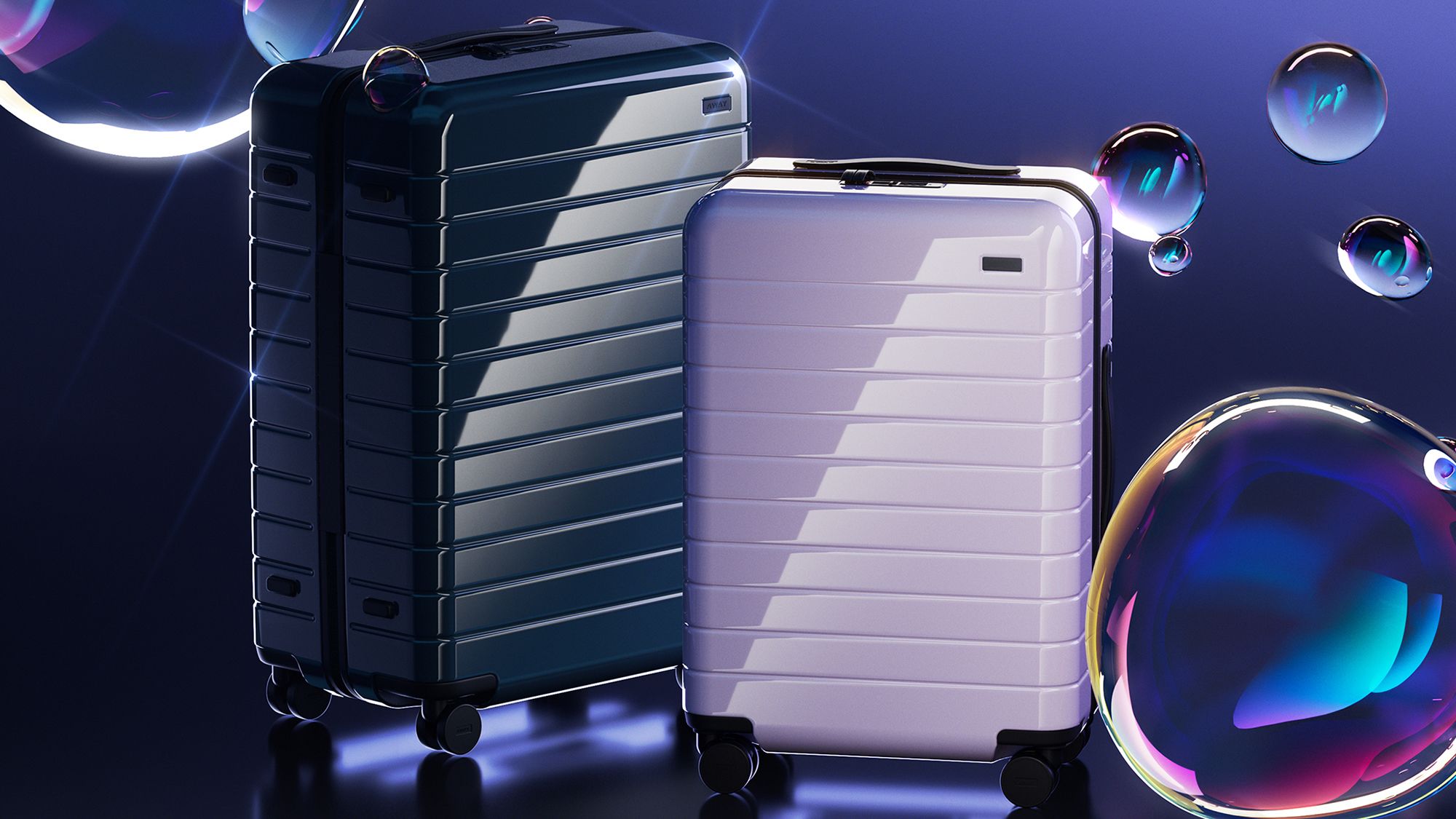 Away's gloss suitcases now come in Orchid and Navy colors | CNN Underscored
