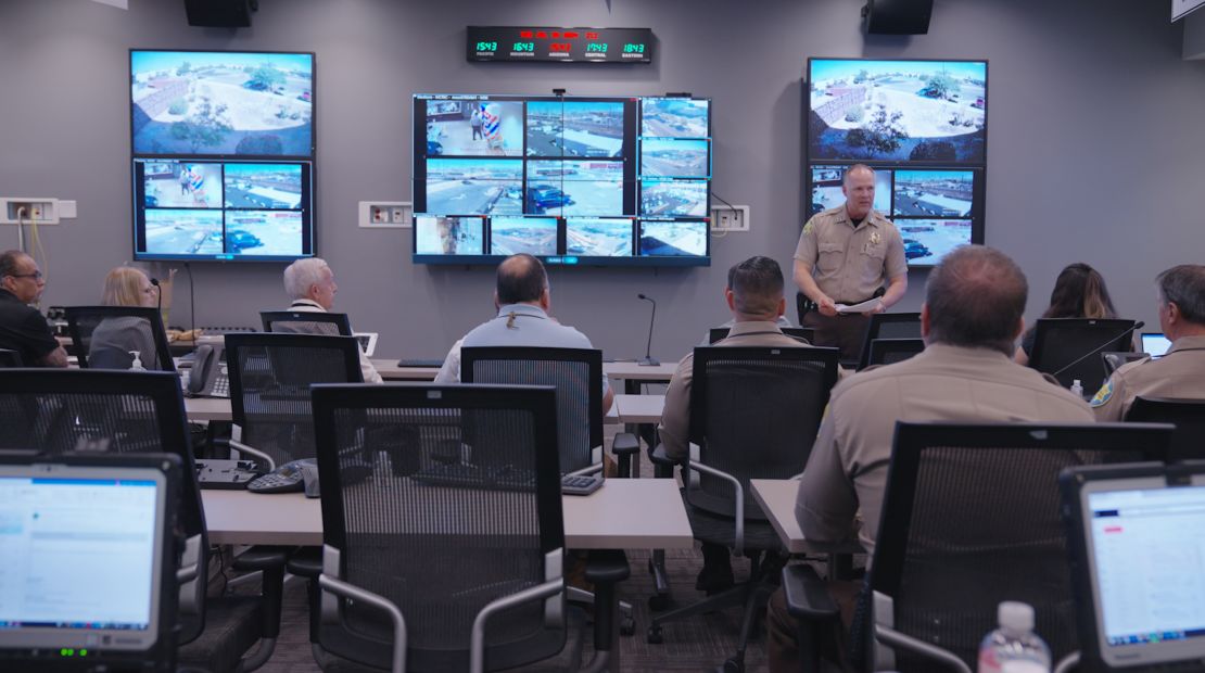 Maricopa County Sheriff's Office deputies monitor for any security threats from their emergency operations center during Arizona's July 30 primary election..