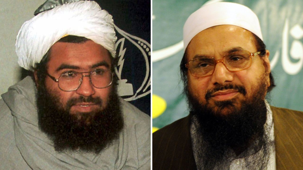 Jaish-e-Mohammed leader Masood Azhar, left, and Lashkar-e-Tayyiba leader Hafiz Saeed. 