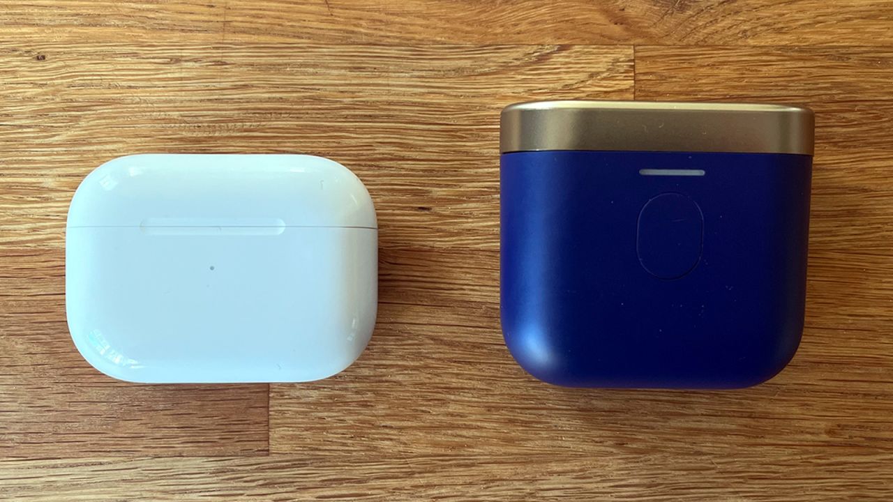 The Bowers & Wilkins Pi7 S2's charging case is significantly larger and bulkier than the one supplied with the Apple AirPod Pro, and while it does more (including high-quality Bluetooth transmission), it holds a smaller charge.