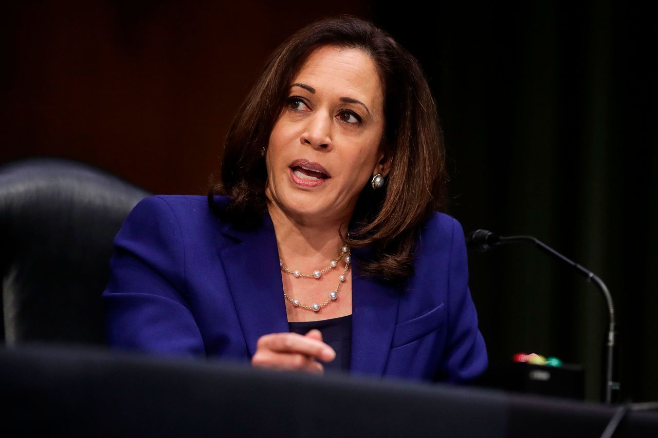 Sen. Kamala Harris speaks during a Senate Judiciary Committee on June 16 in Washington, DC.