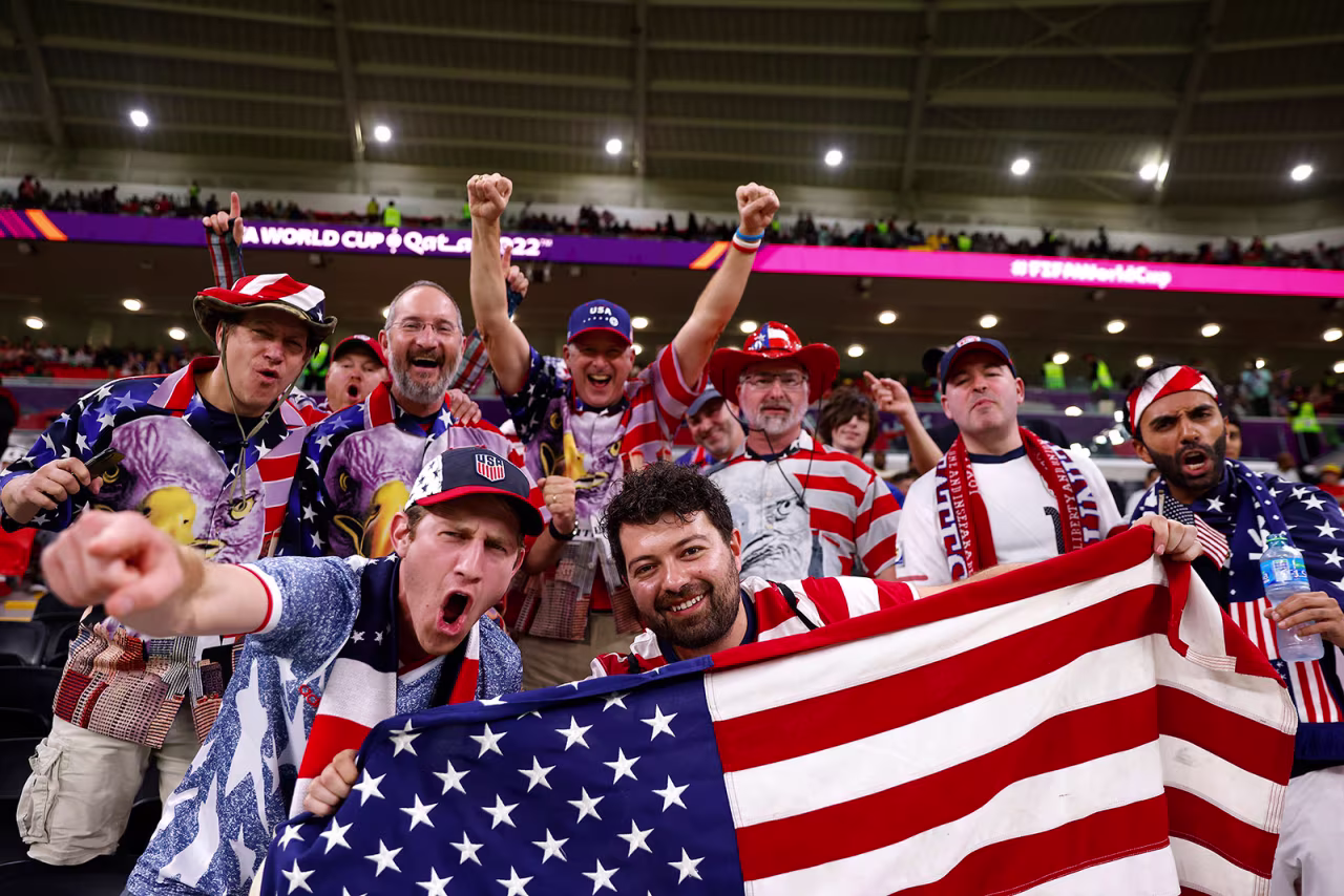 United States fans show their support prior to the match between USA and Wales on November 21.