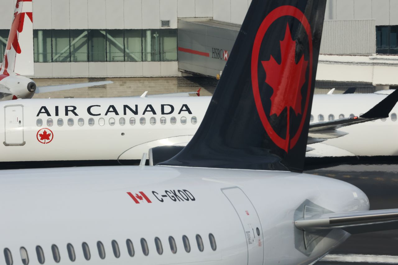 Air Canada planes are seen in Toronto, Canada, on June 12.