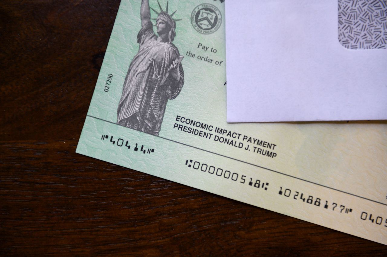 President Donald Trump's name appears on a stimulus check on May 3.