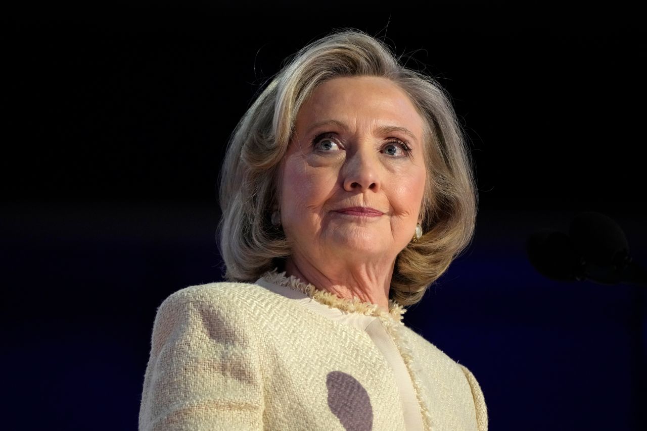 Hillary Clinton speaks during the first day of Democratic National Convention, in Chicago, on August 19.