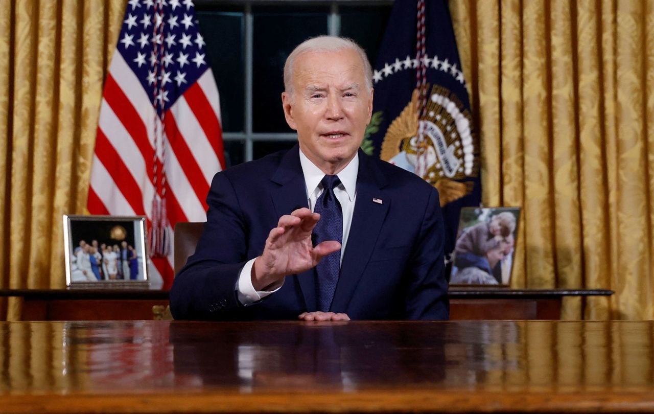 Biden speaks from the Oval Office on Thursday, October 19.