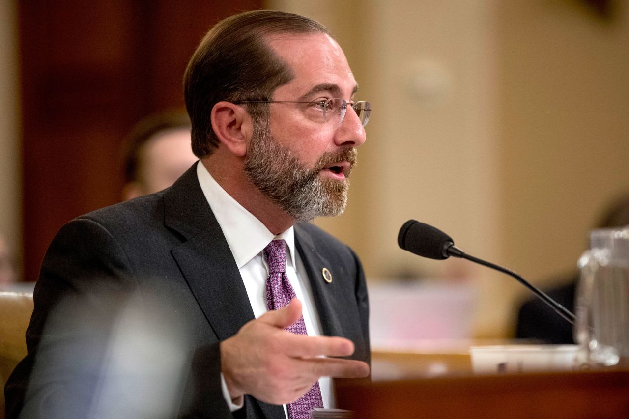 Health and Human Services Secretary Alex Azar testifies during a House Ways and Means Committee hearing on Capitol Hill, Thursday.