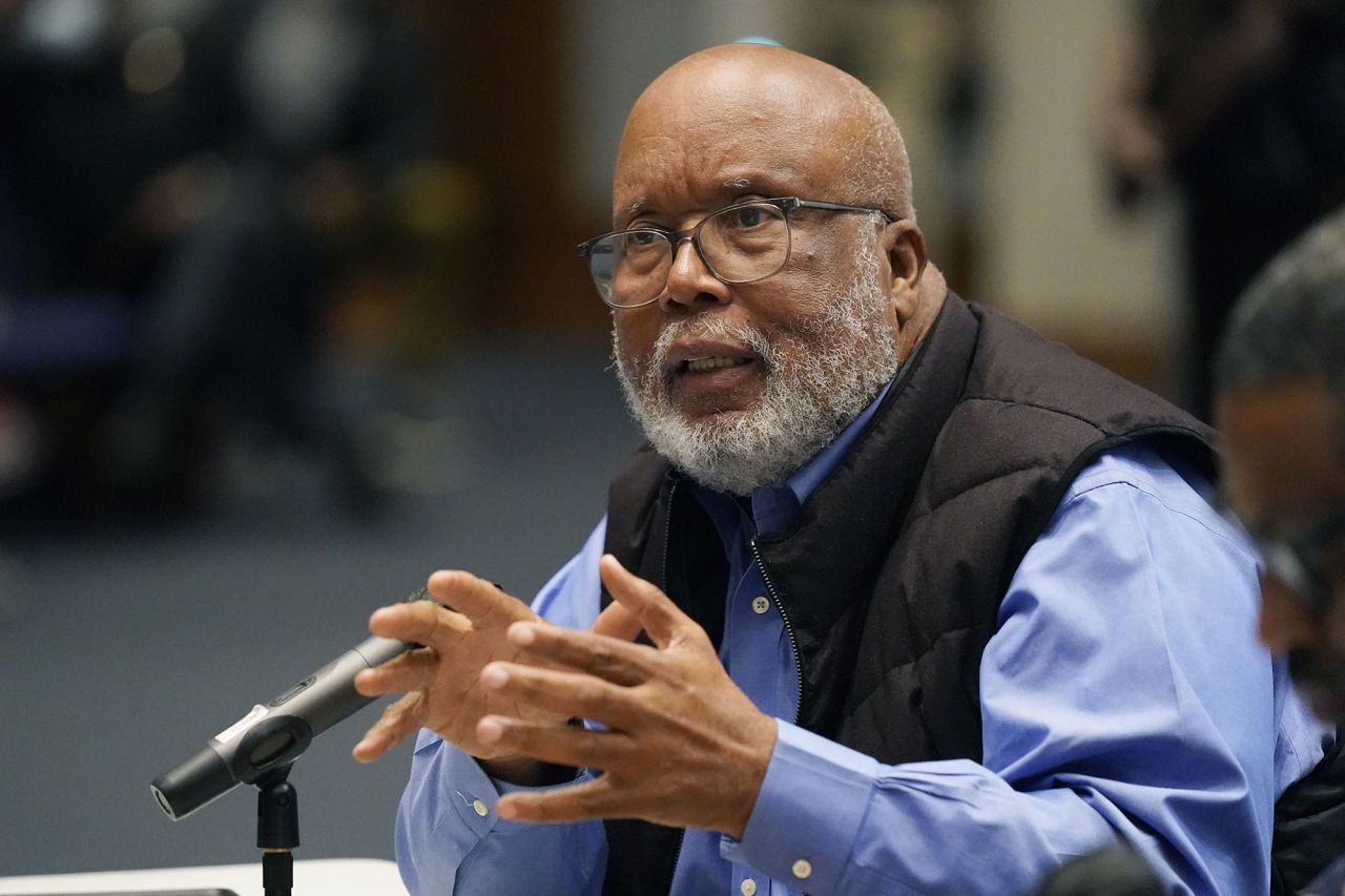 U.S. Rep. Bennie Thompson speaks at a town hall in Jackson, Mississippi in October. 