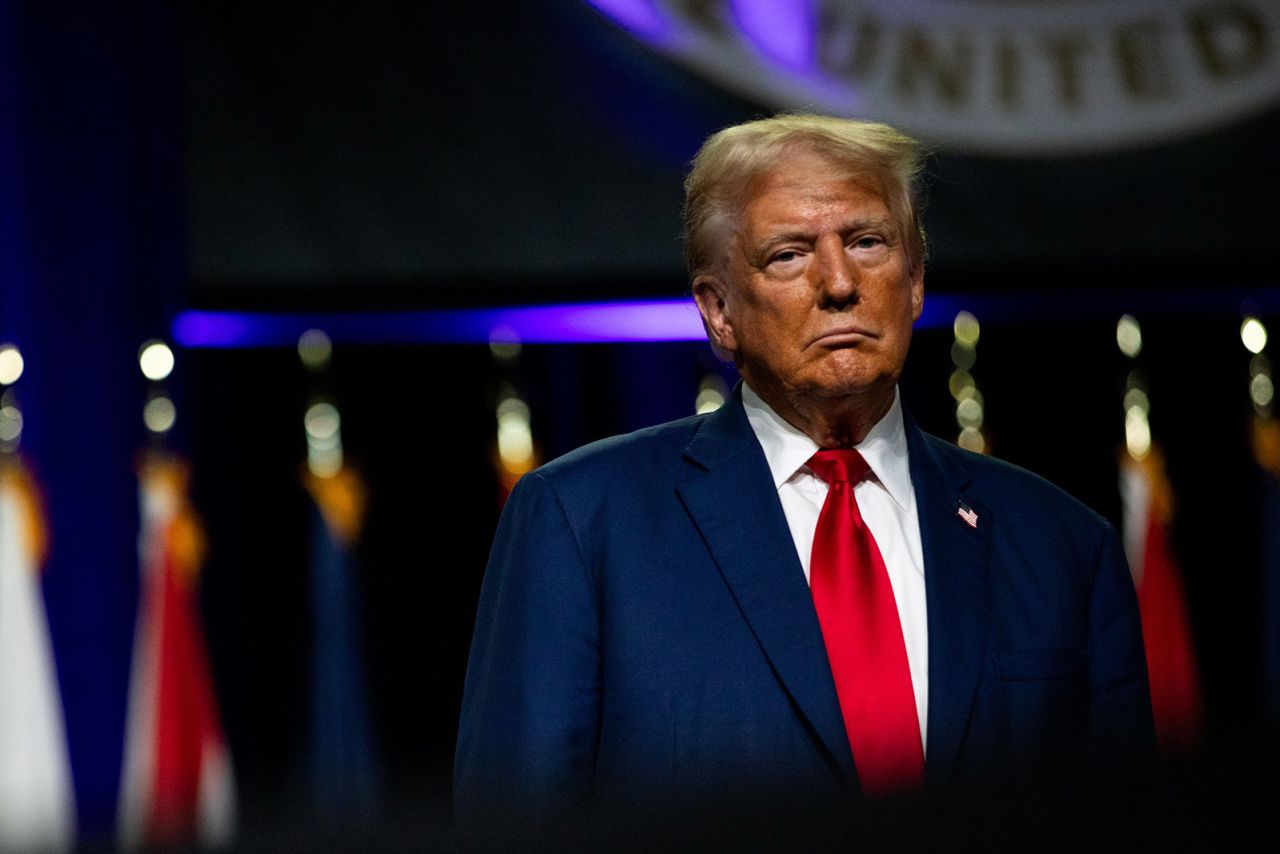 Former President Donald Trump during the National Guard Association of the United States' 146th General Conference & Exhibition at Huntington Place Convention Center in Detroit on August 26.