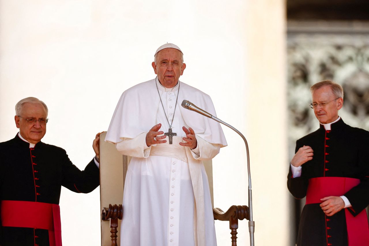 Pope Francis speaks during the weekly general audience at the Vatican, on June 15.