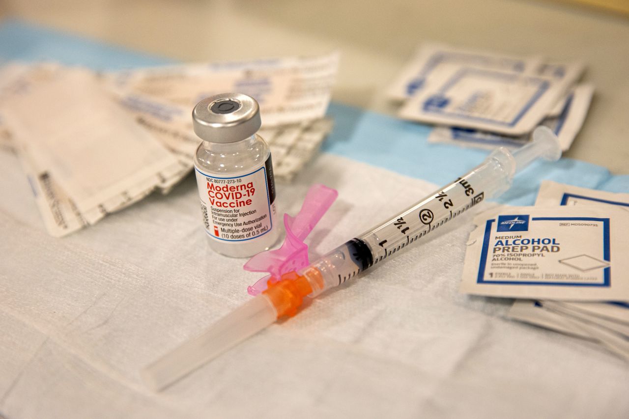 A vial of the Moderna Covid-19 vaccine in Queens, New York, on January 11.