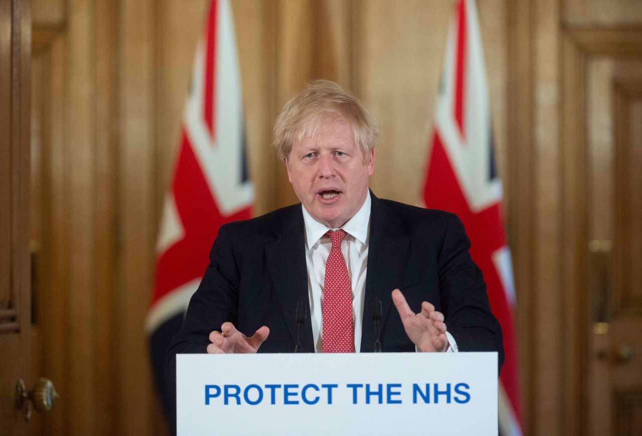 British Prime Minister Boris Johnson speaks during a daily press conference at 10 Downing Street on March 20 in London, England. 