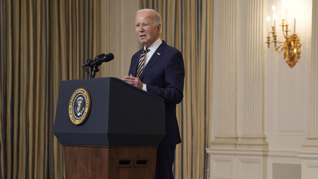 President Joe Biden speaks at the White House on Tuesday.