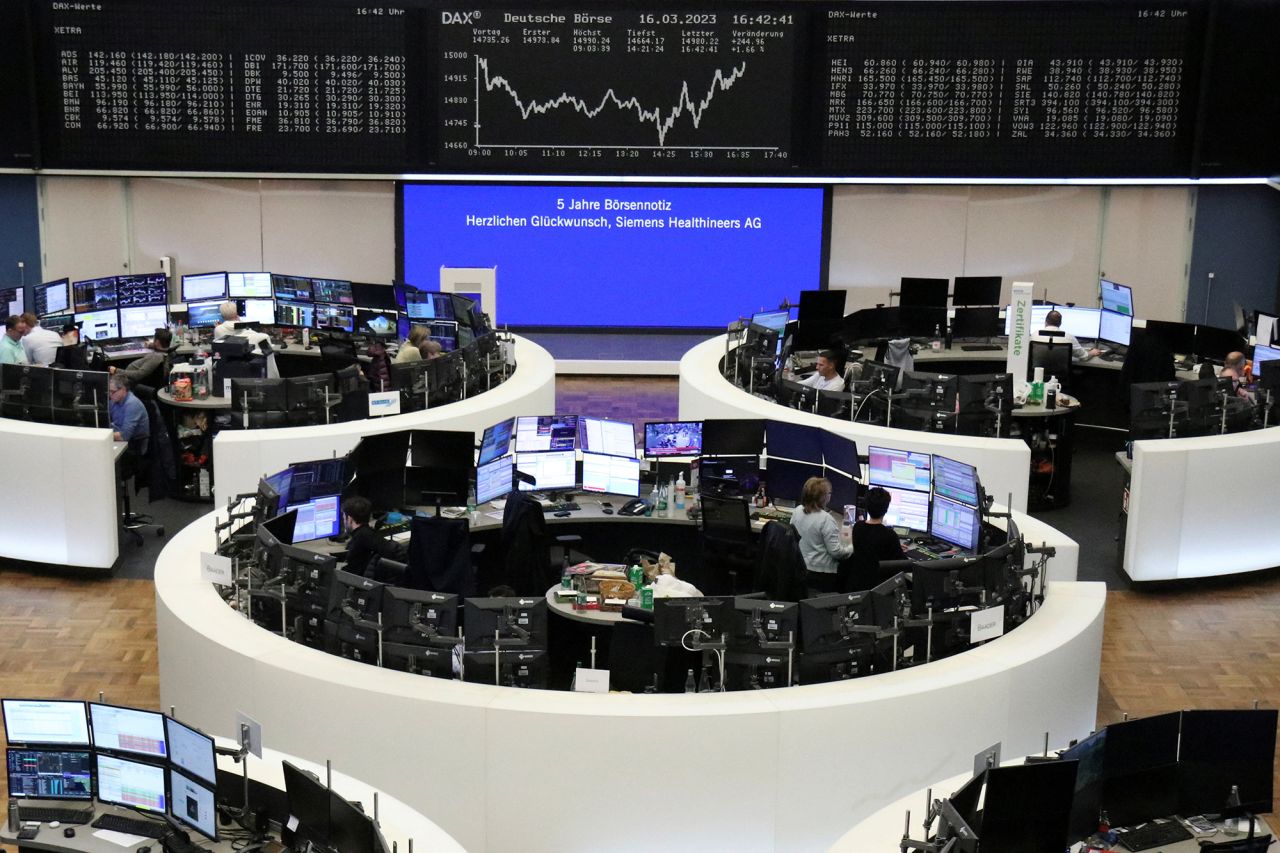The German share price index DAX graph is pictured at the stock exchange in Frankfurt, Germany, on March 16.
