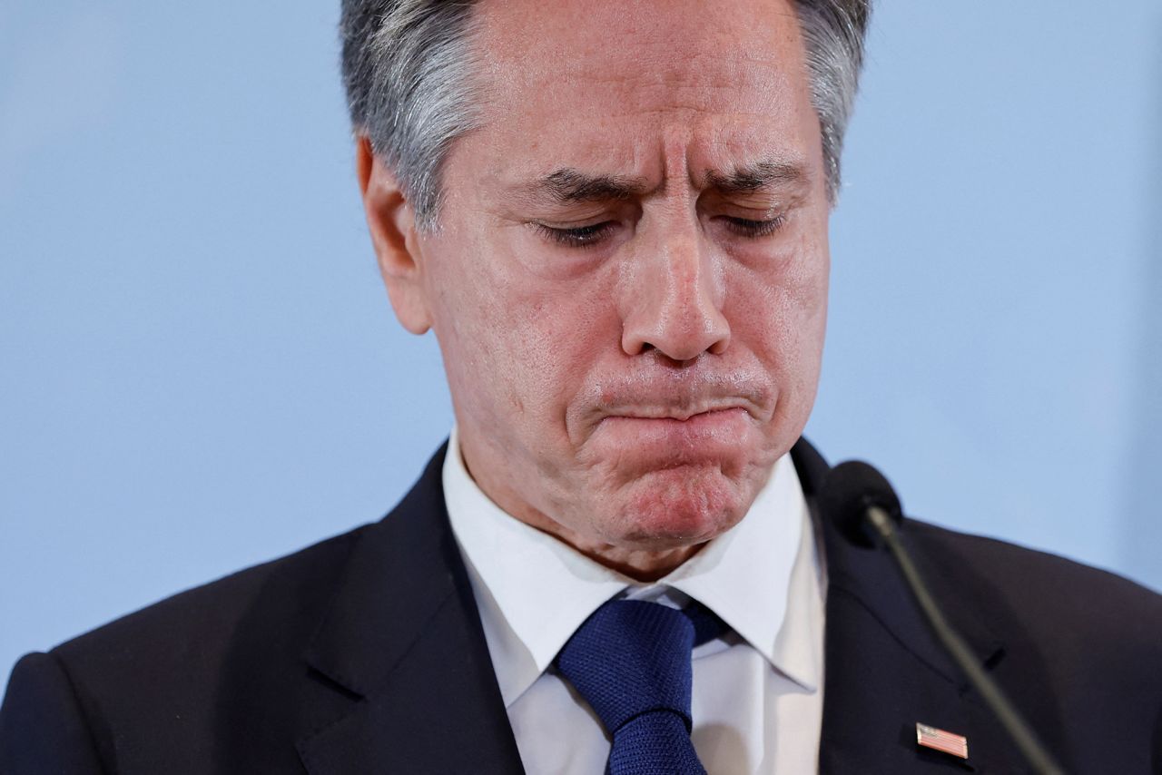 U.S. Secretary of State Antony Blinken attends a press conference in Tel Aviv, Israel, on November 3.