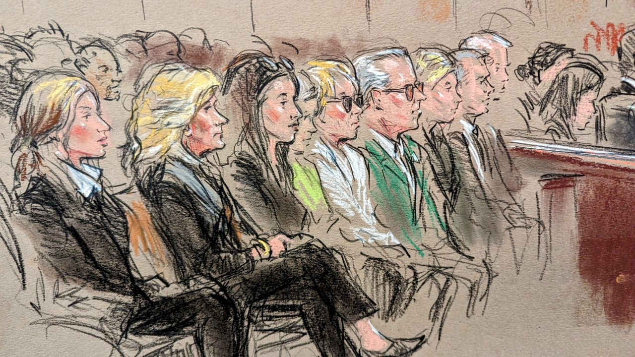 First lady Jill Biden, second from left, listens during court on Monday.
