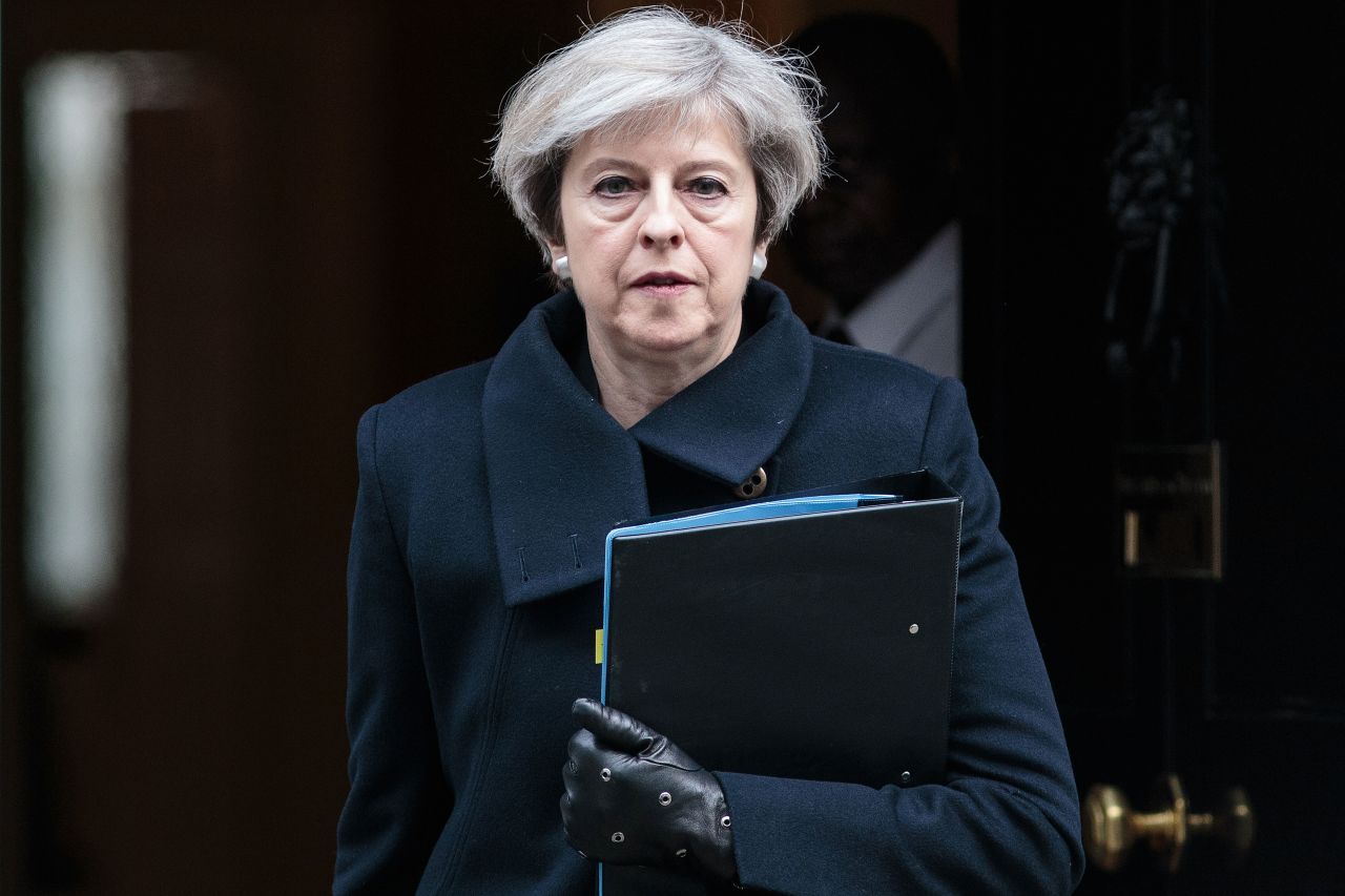 British Prime Minister Theresa May leaves Downing Street on March 23, 2017 in London, England.