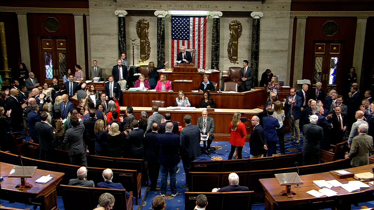 The House floor shortly after they passed a 45-day short term spending resolution, which includes natural disaster aid but not additional funding for Ukraine or border security. The final vote tally was 335-91.