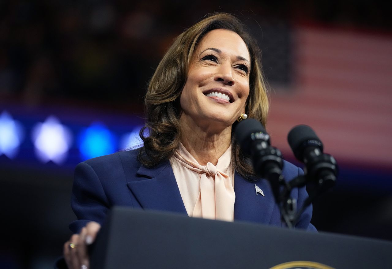 Vice President Kamala Harris speaks during a campaign rally on August 6 in Philadelphia.?