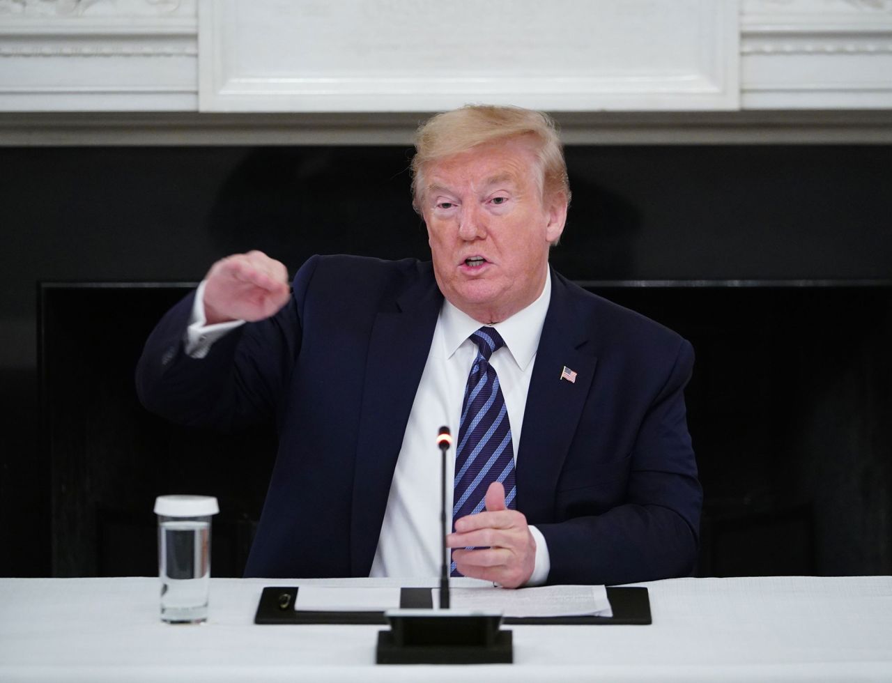 US President Donald Trump meets with Republican members of the US Congress in the State Dining Room of the White House in Washington, on May 8.