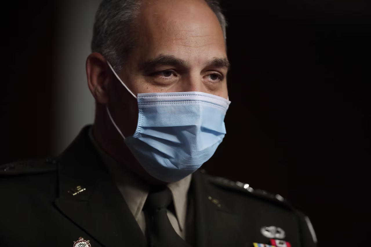 U.S. Army General Gustave Perna testifies on his nomination as Chief Operating Officer of Project Warp Speed before the US Senate Armed Services Committee hearing in Washington on June 18.
