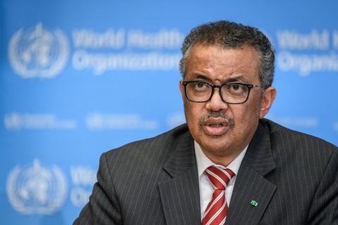 Director-General of the World Health Organization Tedros Adhanom Ghebreyesus attends a daily press briefing on COVID-19 virus at the WHO headquaters on March 11, 2020, in Geneva. 