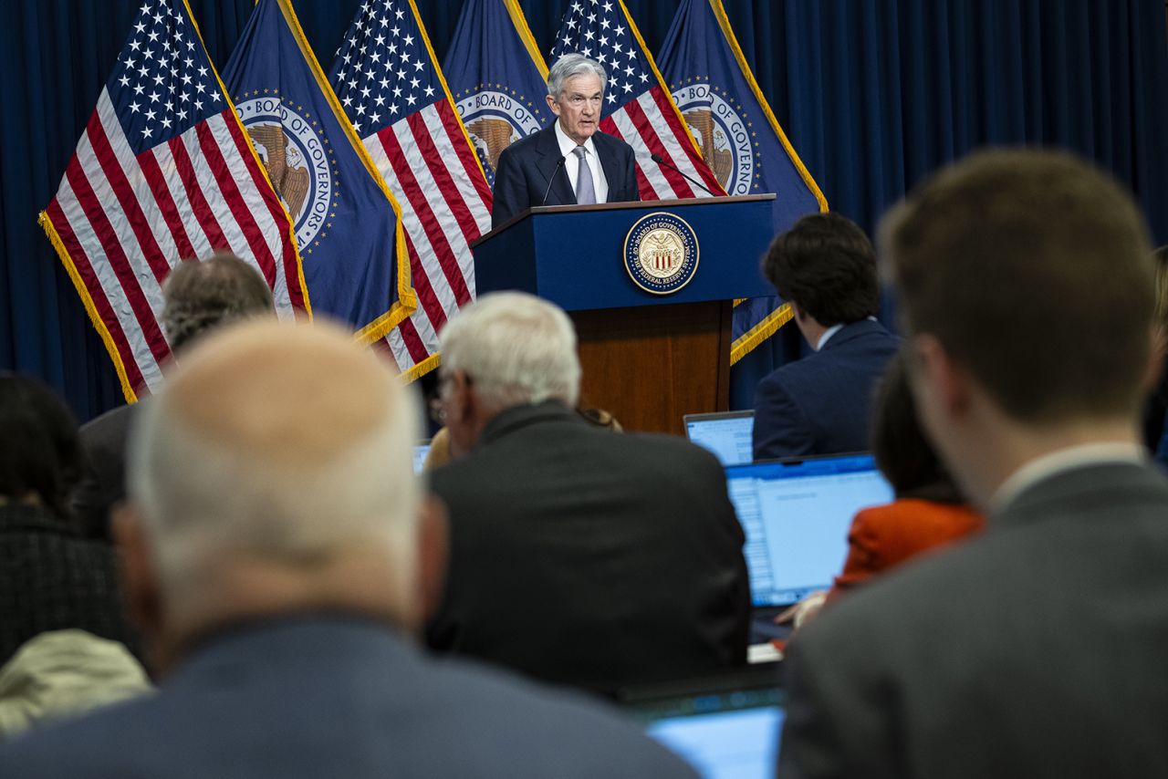 Federal Reserve Chair Jerome Powell speaks to media during a press conference after a Federal Open Market Committee meeting, in Washington, D.C., on Wednesday, November 1.