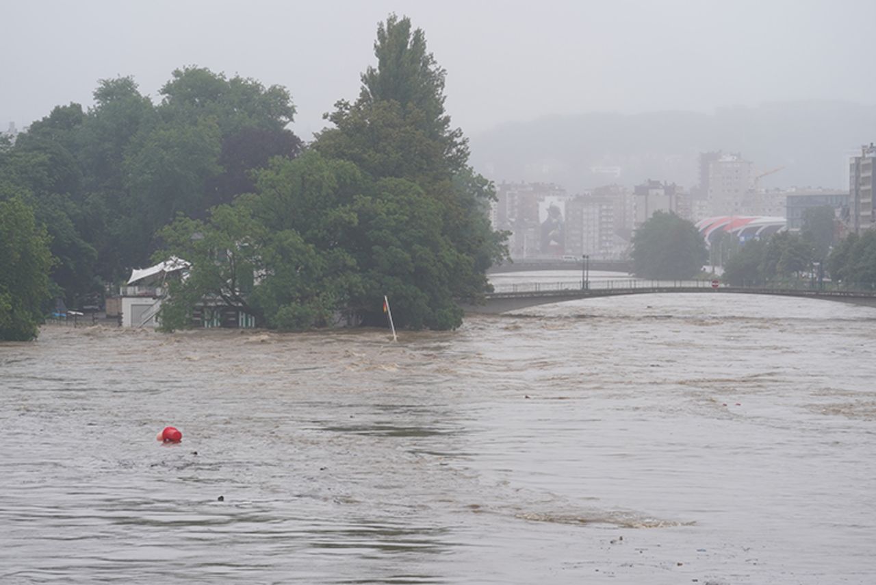 Flooding in Liege after heavy rainfall, Thursday, July 15. 