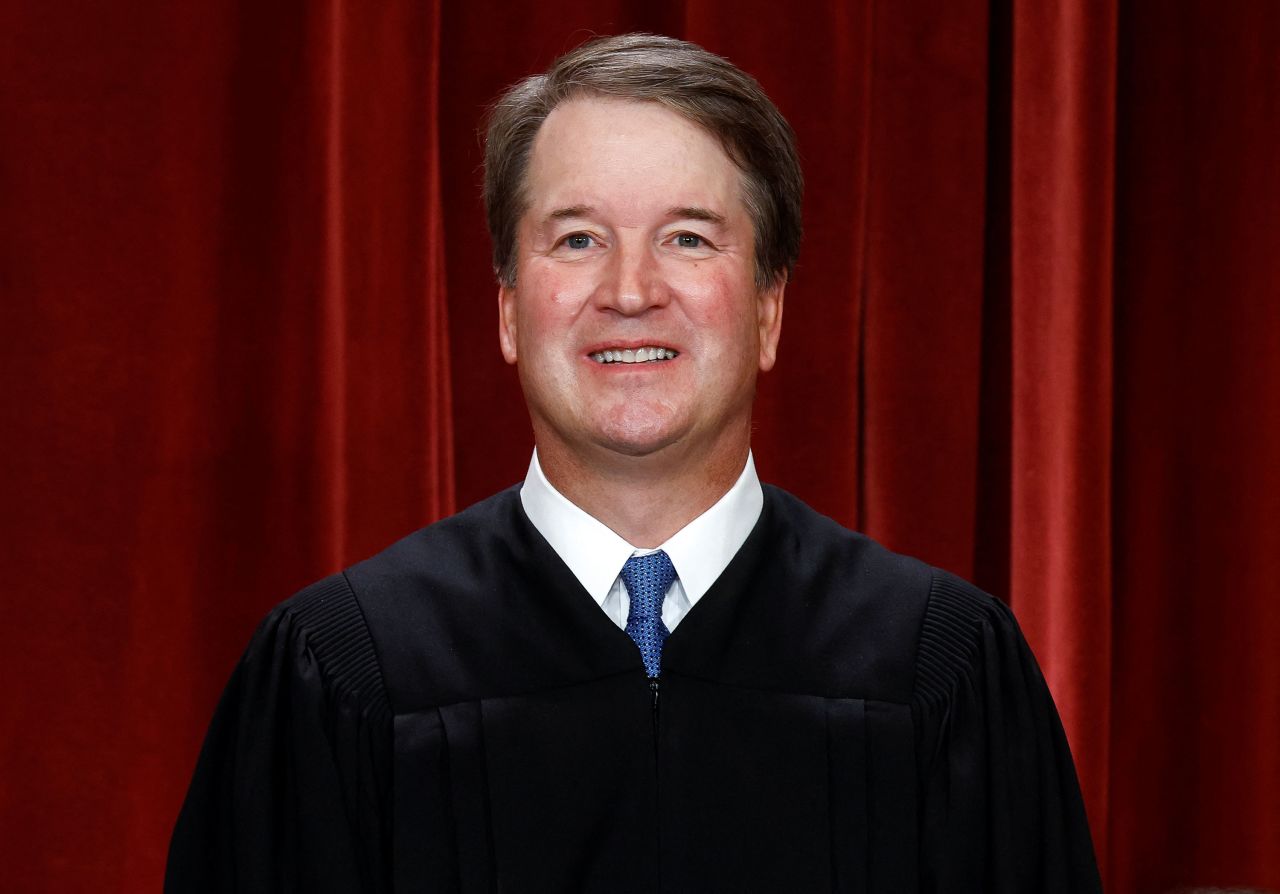 Justice Brett Kavanaugh poses during a group portrait in Washington, DC, in 2022.